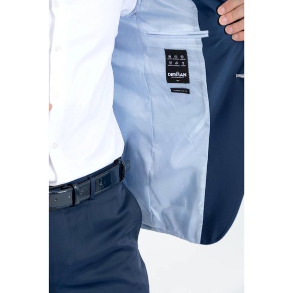 Derman Baby Blue Cracked Pattern Textured Fabric 2 Piece Tuxedo - Picture 4 of 4